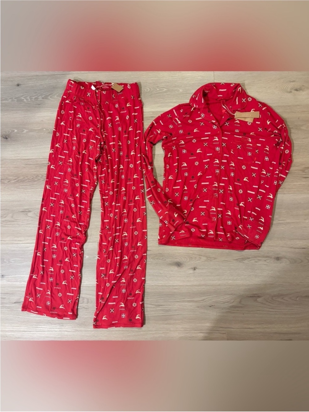 SKIMS Red Christmas Pajama Set